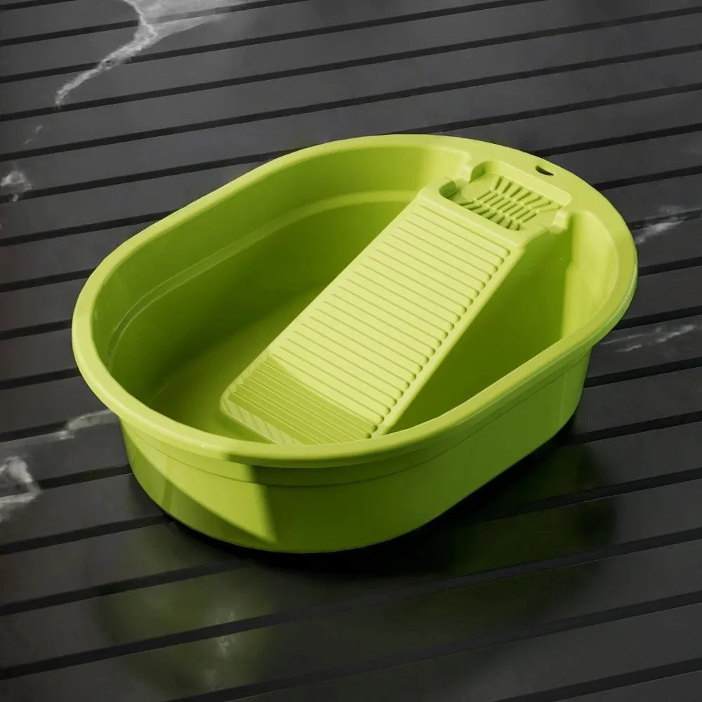2-in-1 Washboard Basin Large Plastic Laundry Tub Hand Washing Laundry Washboard Tub Richie's C