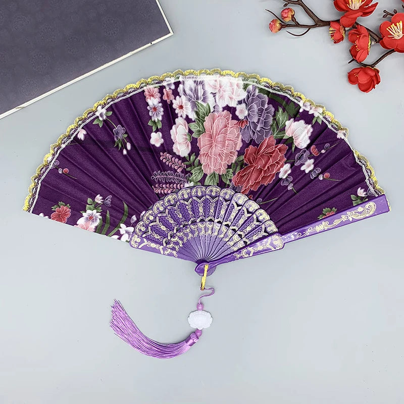 Vintage Silk Folding Hand Fan – Décor, Dance & Gift Decorative Folding Fan Richie's A4
