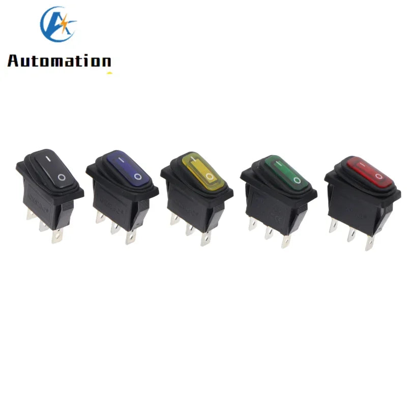 KCD3 Waterproof Rocker Switch 3-Pin ON-OFF 15A 250VAC LED Rocker Switch Richie's