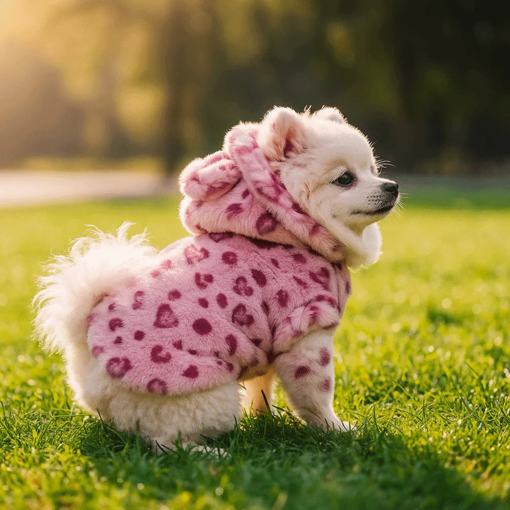 Leopard Print Fleece Dog Coat – Warm Padded Pet Jacket Dog Coat Richie's