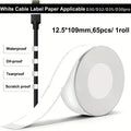 Bekia Cable Thermal Label Rolls for Phomemo D30 D32 D35 Printer Thermal Label Rolls Richie's 1 Roll White