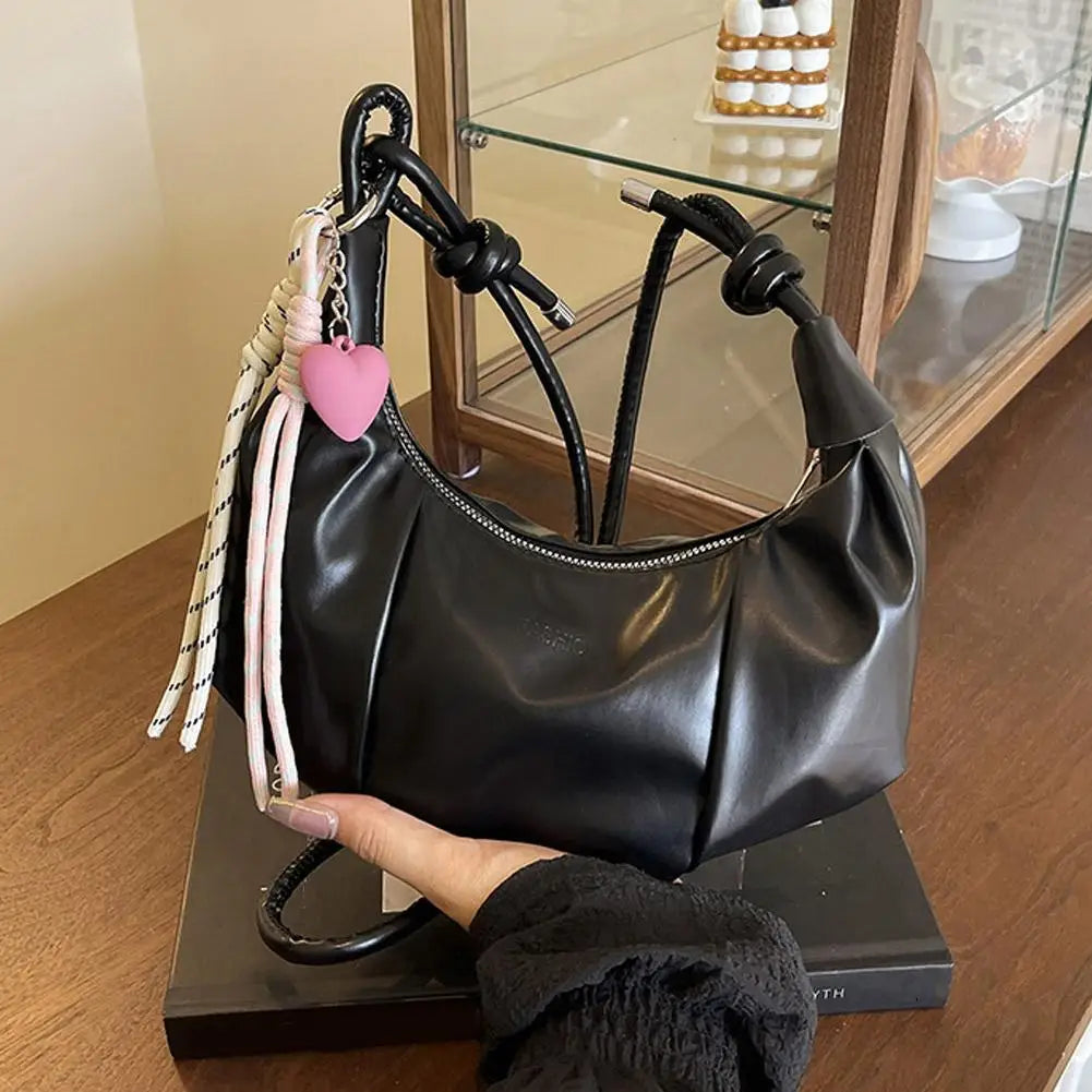 Women's Pleated Crescent Crossbody Bag | Faux Leather Shoulder Purse Crossbody Shoulder Bag Richie's