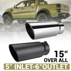 5" to 6" Angle Cut Car Exhaust Tip 15" Anti-Corrosive Tailpipe Exhaust Tip Richie's