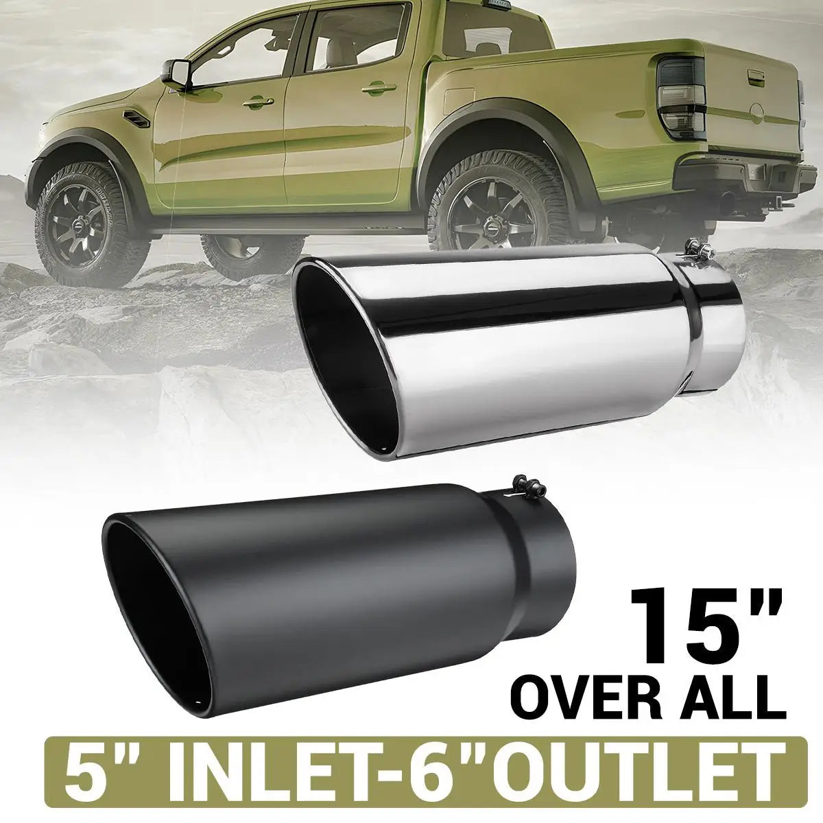 5" to 6" Angle Cut Car Exhaust Tip 15" Anti-Corrosive Tailpipe Exhaust Tip Richie's