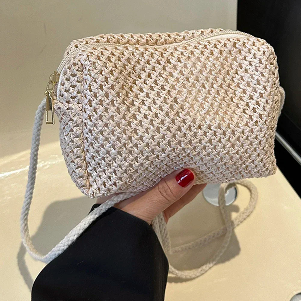 Women's Woven Straw Crossbody Bag – Summer Beach Shoulder Purse Crossbody Shoulder Bag Richie's Beige