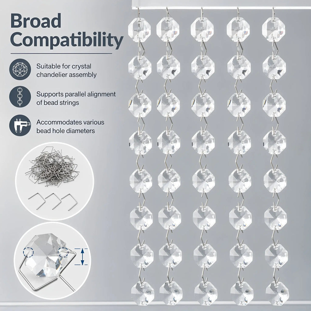 350Pcs Silver Chandelier Crystal Connectors Double Rice Buckle Links Crystal Bead Connectors Richie's