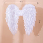 Handmade Feather Angel Wings Cosplay Party Props – Black White Pink Costume Angel Wings Richie's White 1