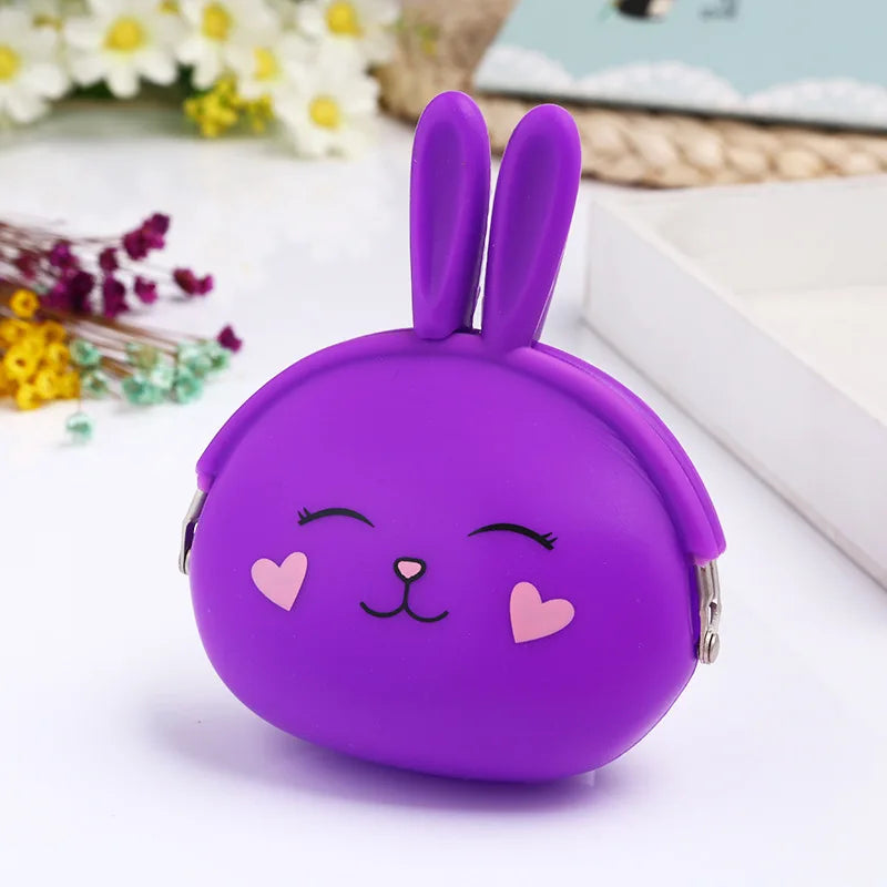 Girls Mini Silicone Animal Coin Purse – Kids Key Wallet Silicone Coin Purse Richie's Purple rabbit