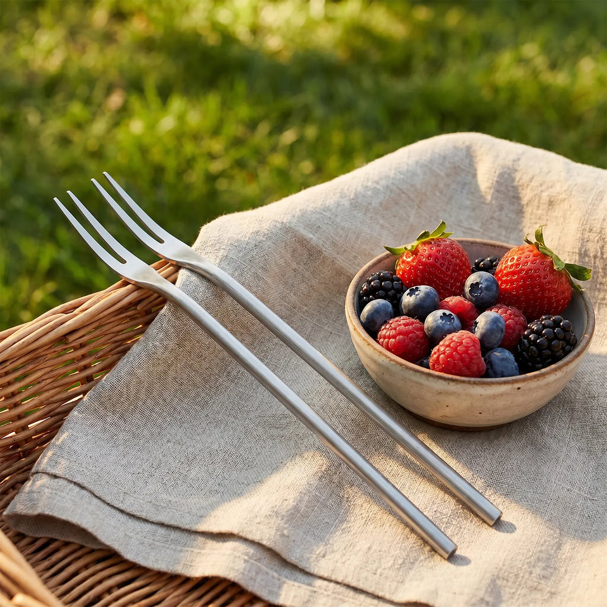 3-Piece Stainless Steel Long Handle Fruit & Dessert Forks Dessert Fork Set Richie's