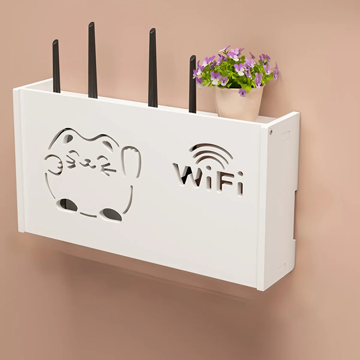 Wall Mounted WiFi Router Storage Box & Cable Organizer Router Storage Box Richie's Silver
