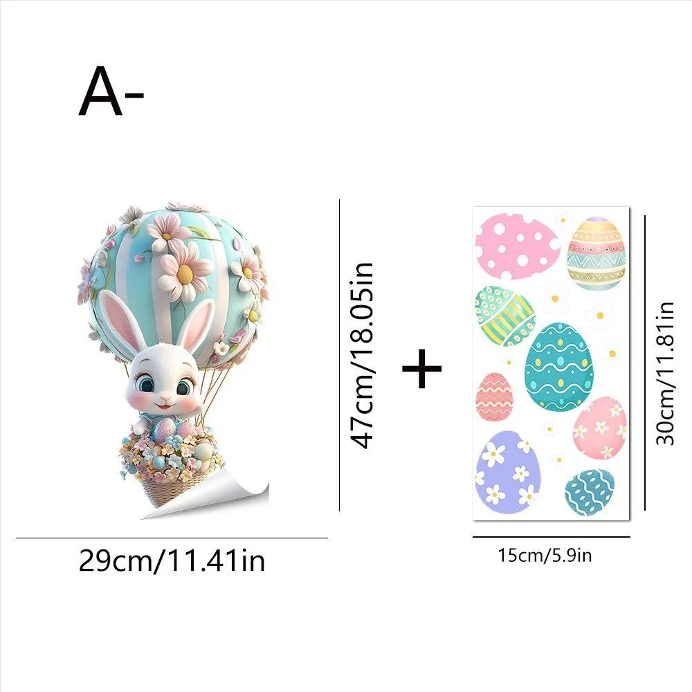 Easter Rabbit Flower Wall Stickers – Removable PVC Decals Wall Stickers Richie's A8
