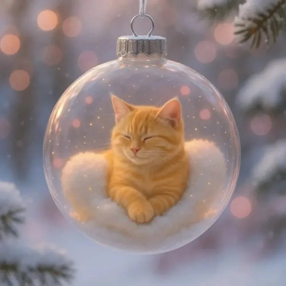 Cat Christmas Ball Ornament Acrylic Bauble DIY Pendant Christmas Ornament Richie's Style 7