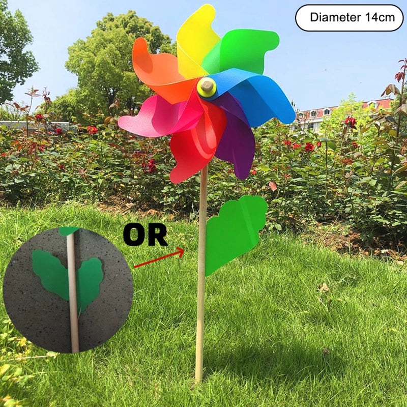 Colorful Wooden Windmill Wind Spinner Garden Ornament 14–32CM Garden Wind Spinner Richie's 14CM