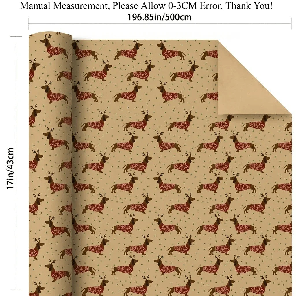 Rustic Kraft Christmas Wrapping Paper – Dachshund Print Christmas Wrapping Paper Richie's