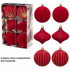 6-Pack 8CM Velvet Flocked Christmas Ball Ornaments | DIY Decor Christmas Ball Ornaments Richie's Red 1.5cm