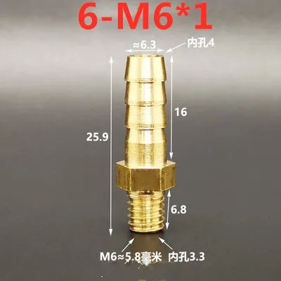 Brass Barb Hose Fittings Male Metric M5 M6 M8 Thread Connector Brass Pipe Fitting Richie's 6mm to M6x1