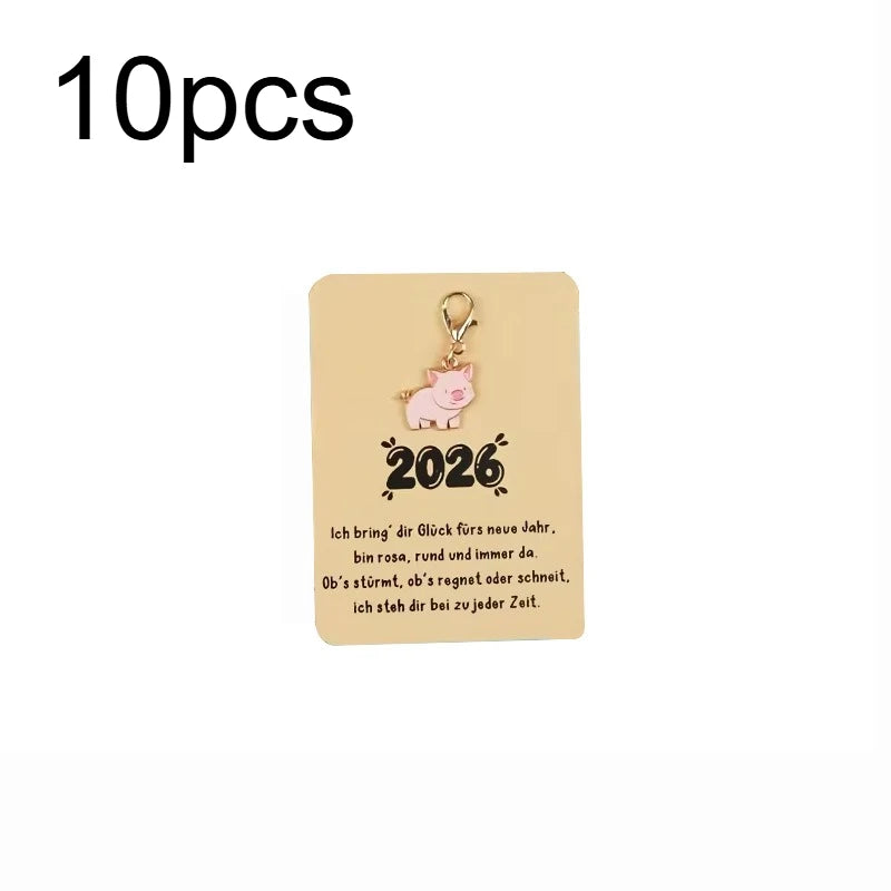 10pcs Pig Keychain Set with New Year Greeting Cards – Zinc Alloy Novelty Keychain Set Richie's 10pcs