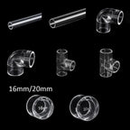 Clear Acrylic Pipe Fittings 16/20mm – 90° Elbow & End Plug Acrylic Pipe Fittings Richie's