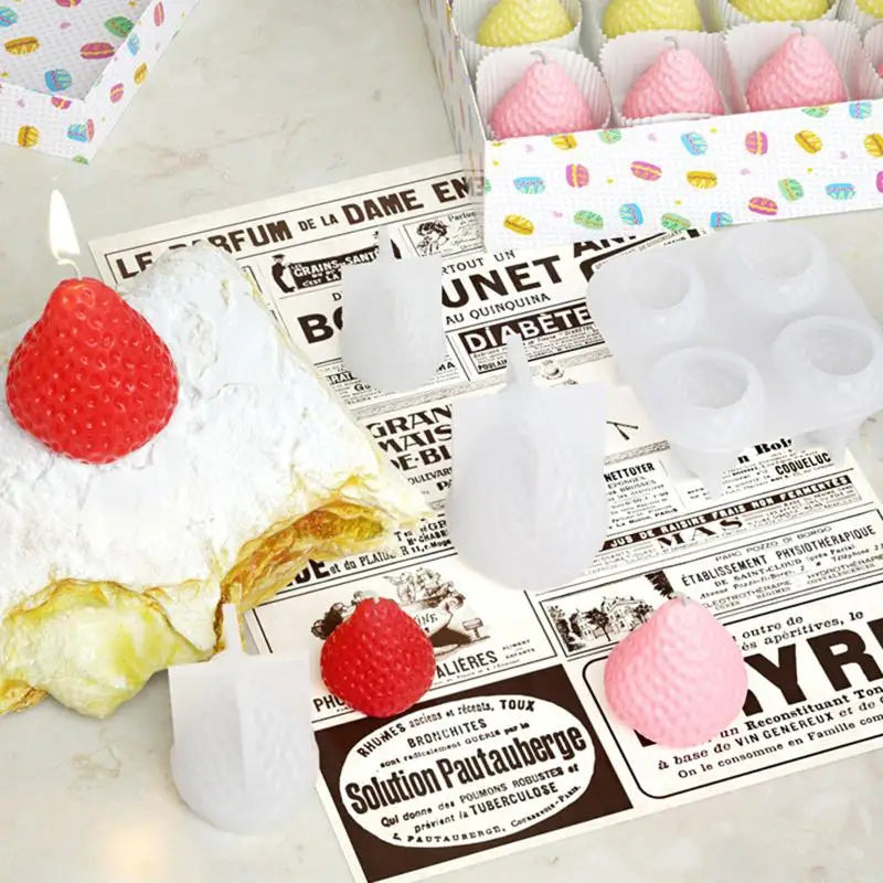 Strawberry Silicone Candle Mold – 1/4 Cavity DIY Fruit Shape Silicone Candle Mold Richie's