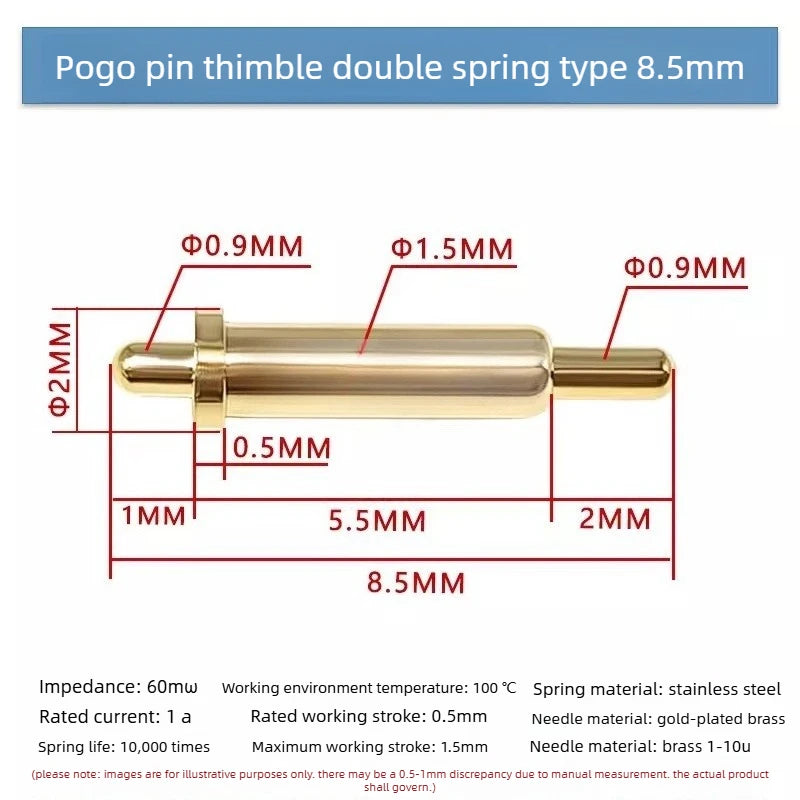 DIP SMD Double Spring PCB Pogo Pin Connectors 20/50/100 Pcs