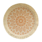 Bohemian Round Woven Placemat – Heat Resistant & Non-Slip Tassel Woven Placemat Richie's Orange L