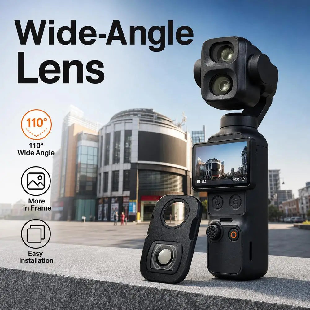 DJI Osmo Pocket 4 Pro 110° Wide Angle Lens – Optical Glass Camera Lens Attachment Richie's