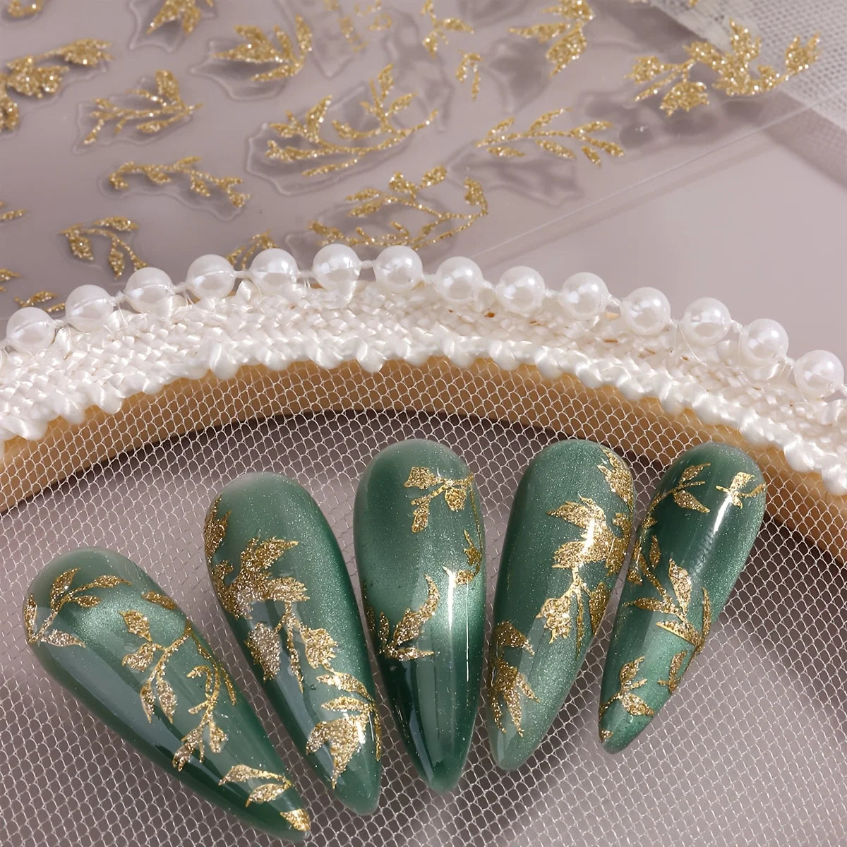 Gold Leaf Nail Art Stickers – 4 Sheets Glitter Floral Decals Nail Art Stickers Richie's