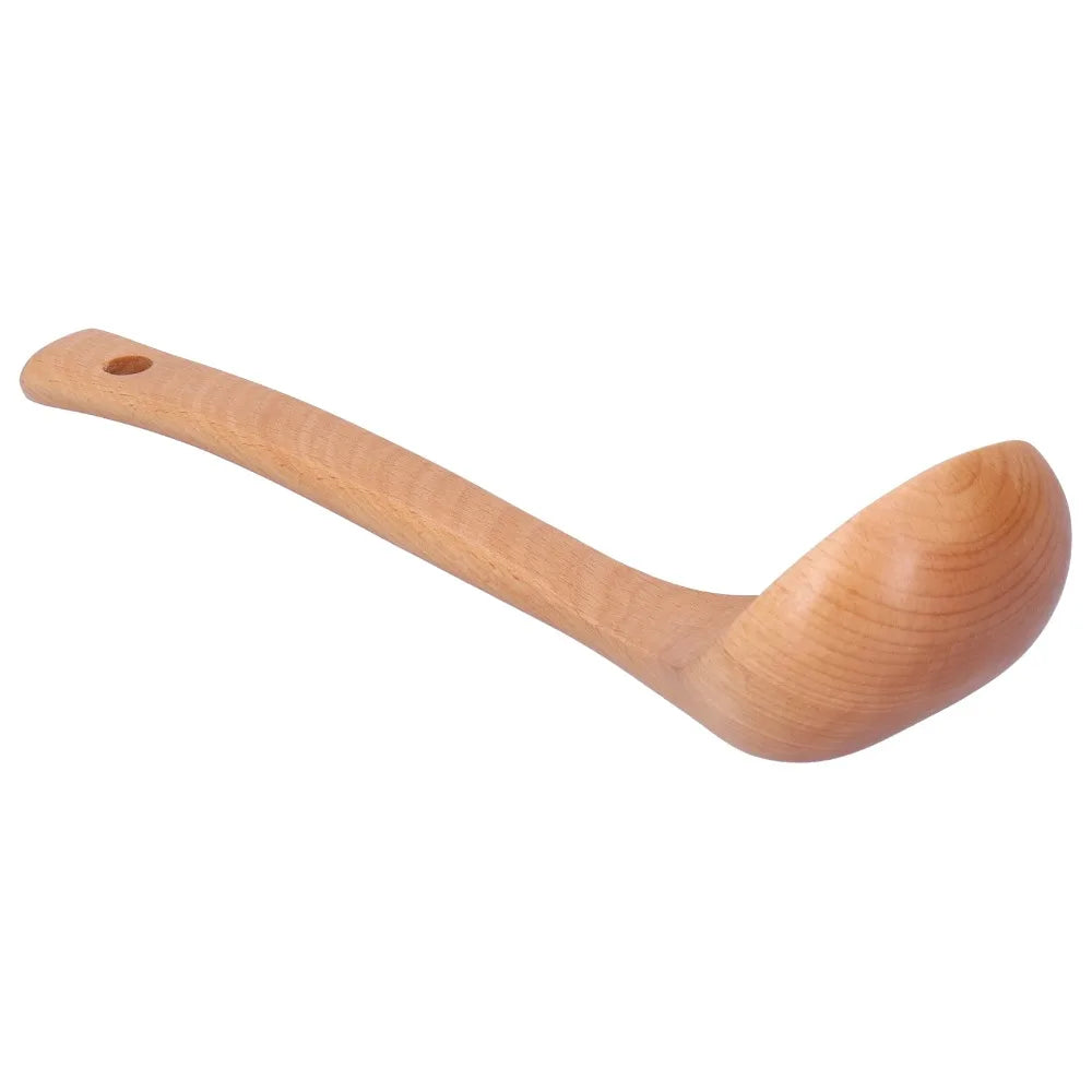 Solid Wood Long Handle Kitchen Stirring Spoon – Natural Ladle Wooden Kitchen Spoon Richie's