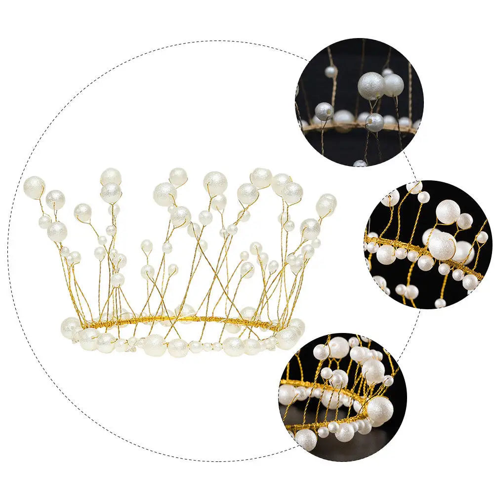 3Pcs Pearl Metal Cake Crown Toppers | Birthday Dessert Decor Cake Topper Set Richie's