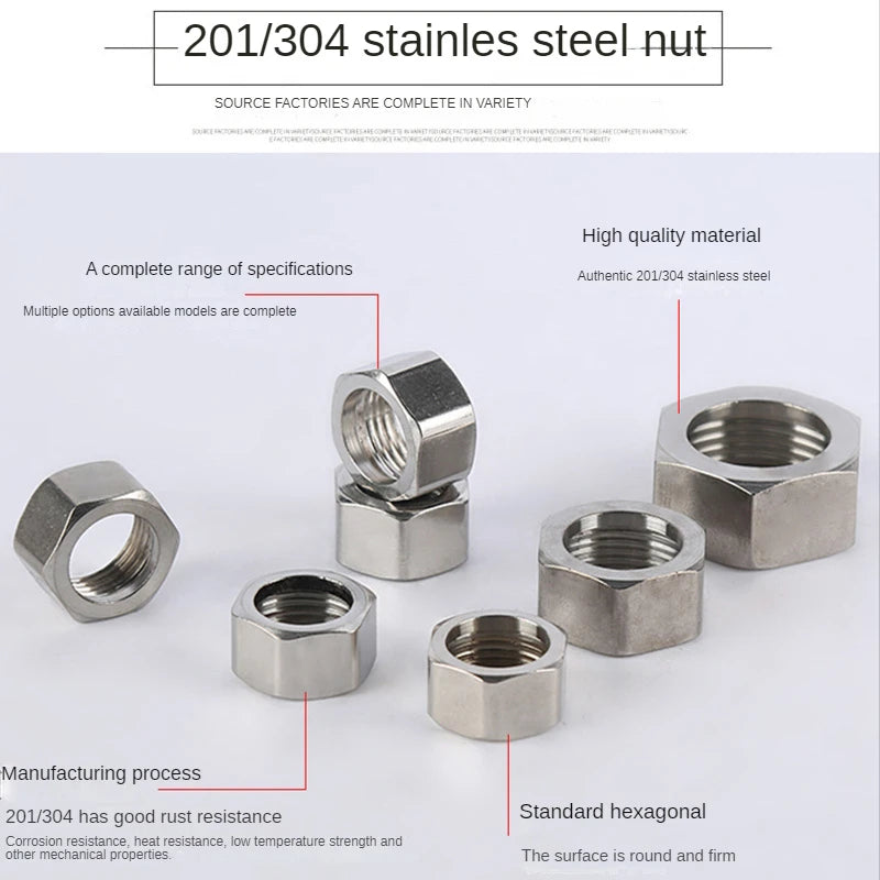 Stainless Steel Bellows Nuts DN15 DN20 DN25 – 304 & 201 Grade Pipe Fitting Nut Richie's
