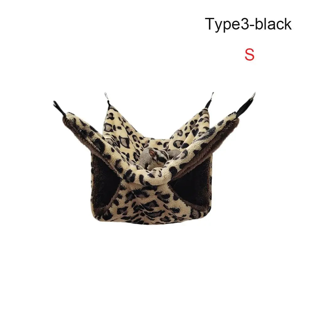 Double-Layer Plush Hammock Nest for Hamsters & Small Pets Small Pet Hammock Richie's Type3-Black S
