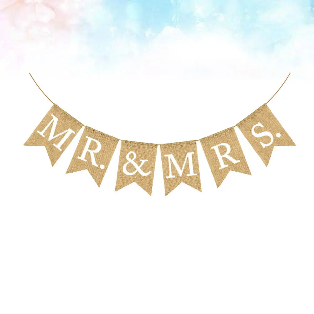 Swallowtail Linen Wedding Banner | Rustic Burlap Party Décor Wedding Party Banner Richie's
