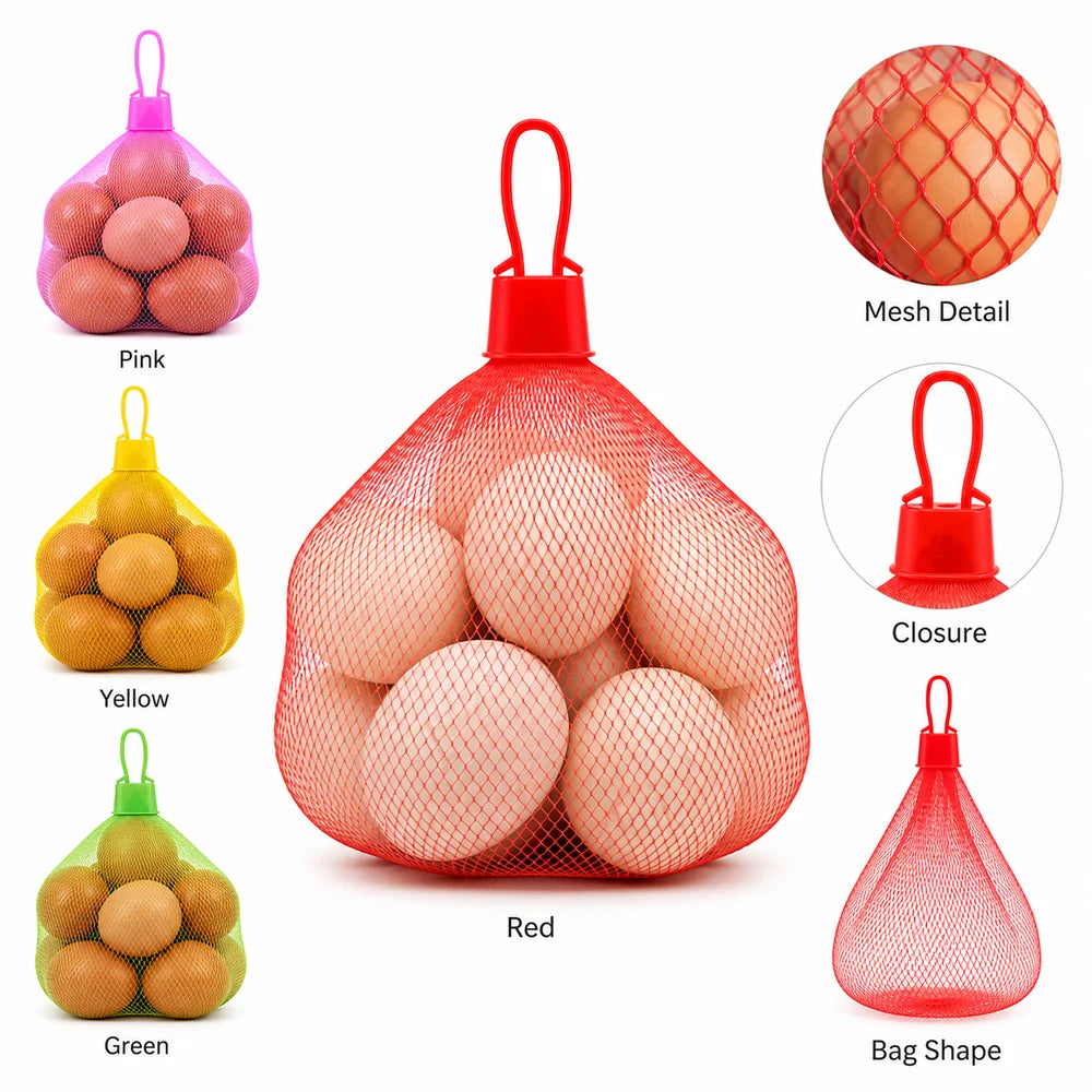 100-Pack Plastic Mesh Net Bags with Buckle – Reusable Produce Bags Mesh Storage Bags Richie's