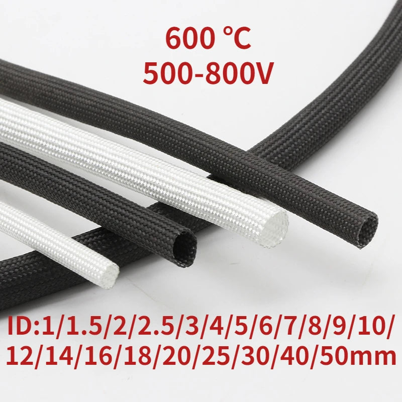 Fiberglass Braided Sleeve 1–50mm High-Temp Insulated Wire Wrap Fiberglass Wire Sleeve Richie's