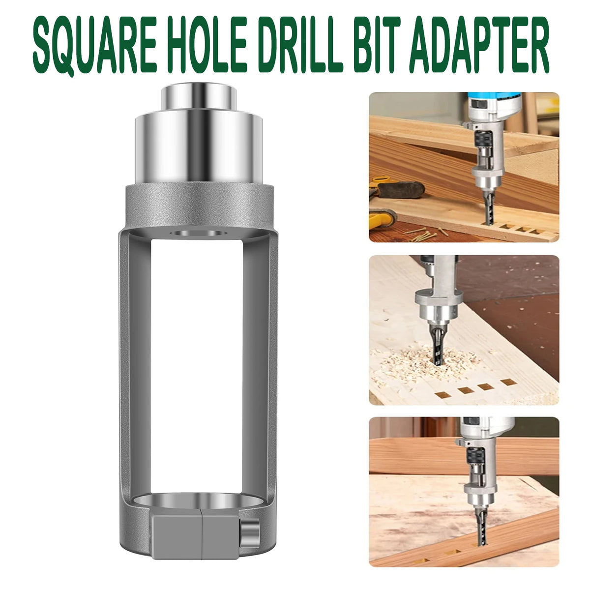 Square Hole Drill Bit Adapter & Mortising Chisel Kit – Cast Aluminum Woodworking Drill Adapter Richie's