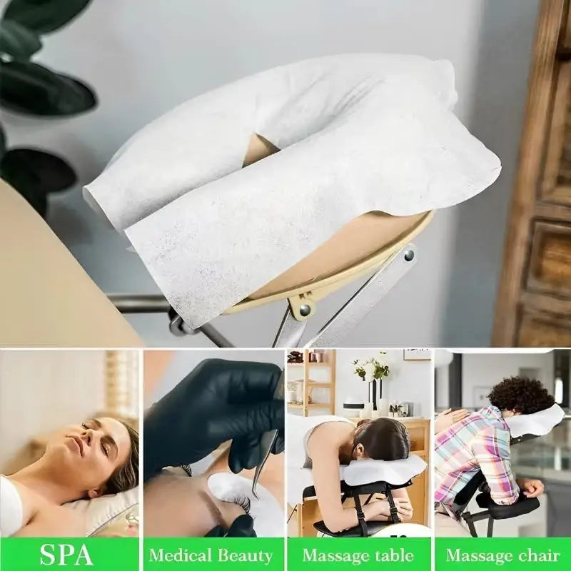 100pcs Disposable U-Shape Face Pillow Covers – Massage Bed Non-Woven Massage Bed Accessories Richie's
