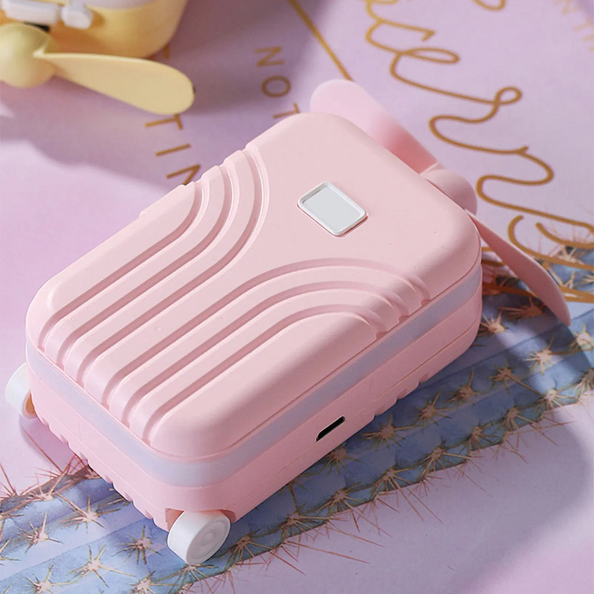 Mini USB Handheld Fan with LED Light & Mirror – Pink Portable Handheld Fan Richie's
