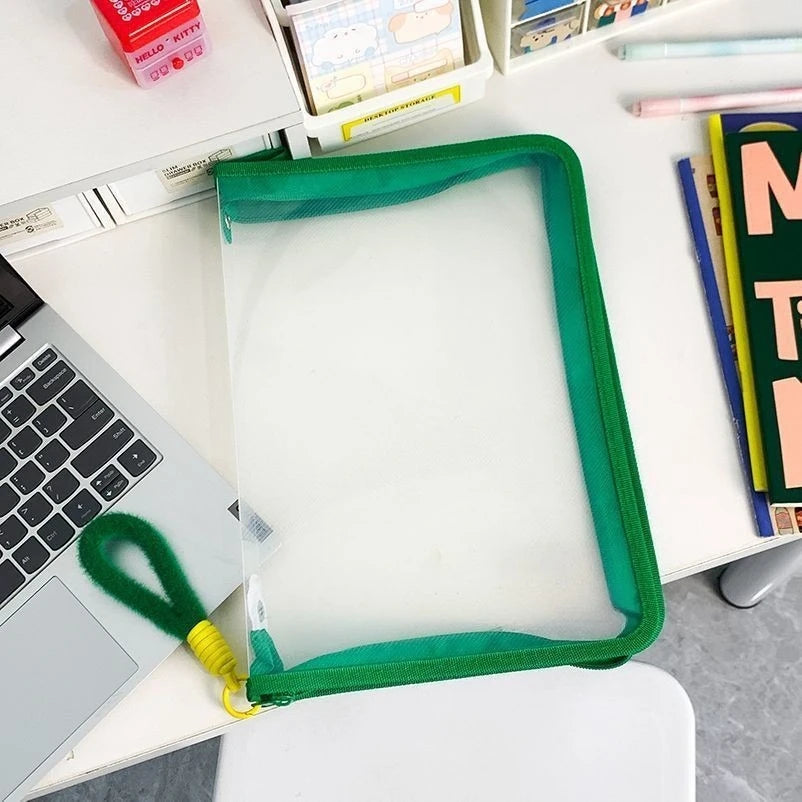 A4 Transparent Zippered File Bag – 4pc Document Organizer Zippered File Bag Richie's green 1pc