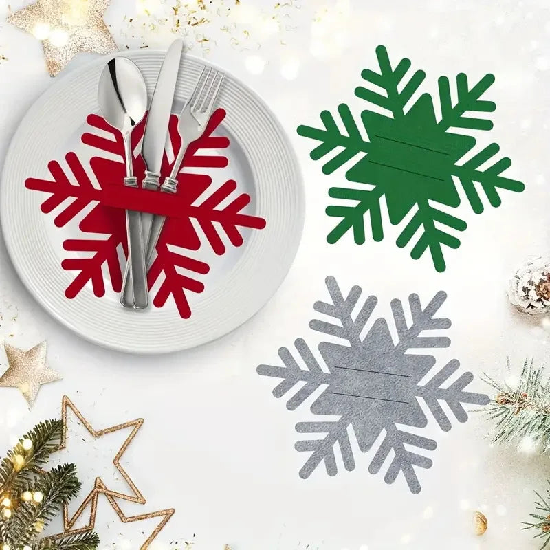 Felt Snowflake Christmas Utensil Holders | Holiday Table Decor Holiday Table Decor Richie's