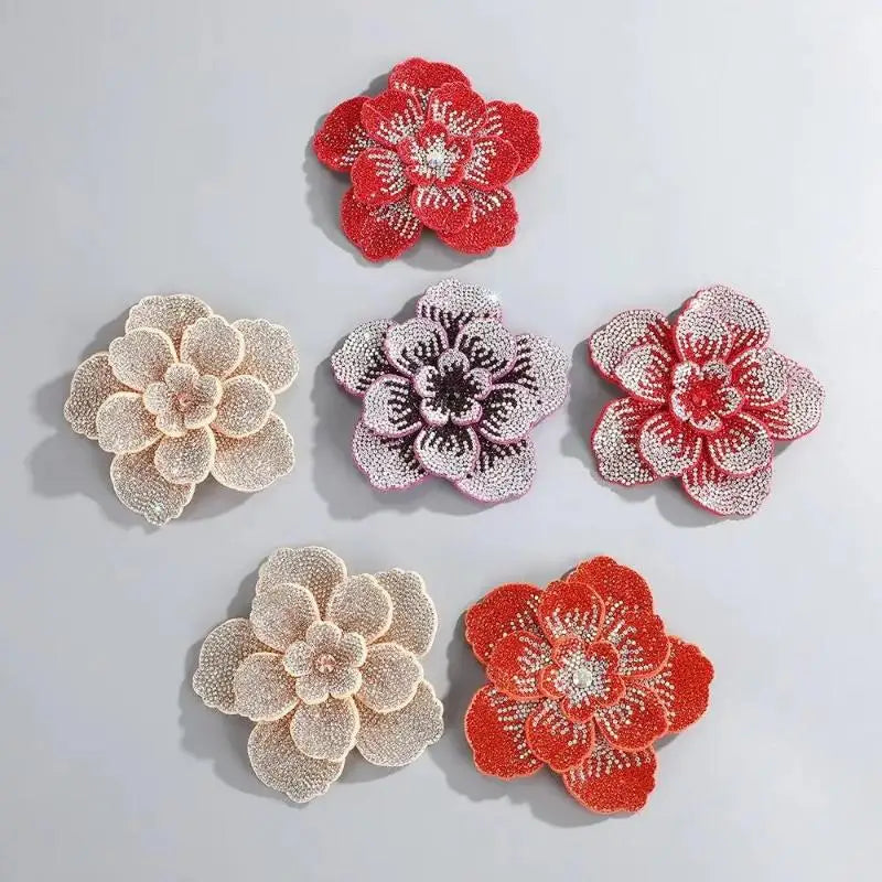 3D Camellia Rhinestone Flower Patch – DIY Sewing Embellishment Rhinestone Flower Patch Richie's