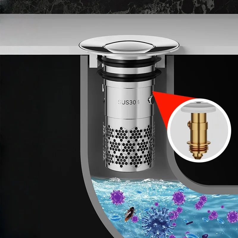 Stainless Steel Sink Drain Stopper & Hair Catcher Basket Sink Drain Stopper Richie's