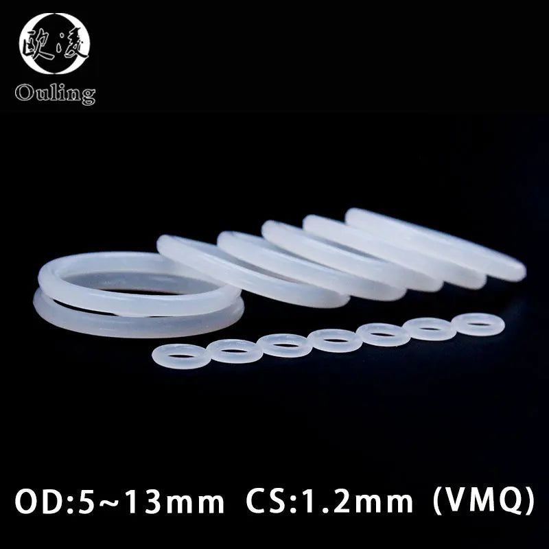 50PCS VMQ Silicone O-Ring Gasket Set CS1.2mm OD 5–13mm Silicone O-Ring Set Richie's