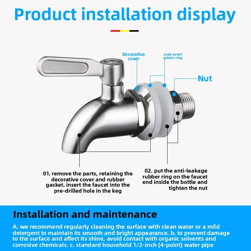 Stainless Steel Wine Barrel Faucet | Beer, Juice & Beverage Tap Wine Barrel Faucet Richie's