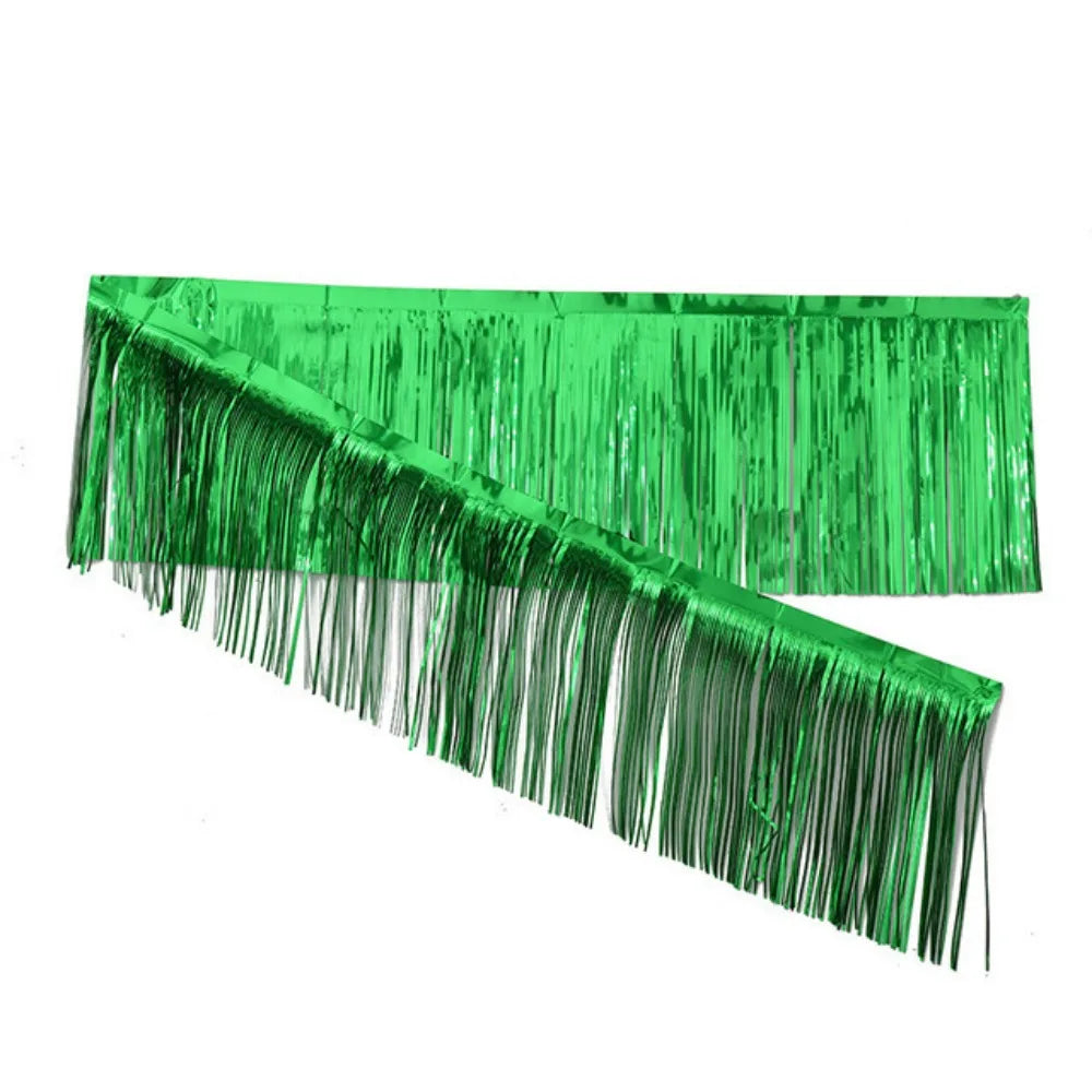 Metallic Foil Tassel Fringe Garland Curtain 30×200cm Party Party Fringe Curtain Richie's Green