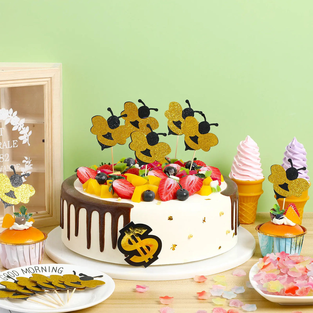 30Pcs Bee Cupcake Toppers Birthday Cake Picks Party Decor Cupcake Toppers Richie's other