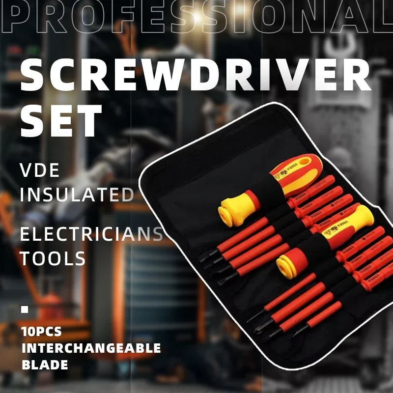 VDE Insulated Screwdriver Set 10Pcs 500V Magnetic Electrician Kit Insulated Screwdriver Set Richie's
