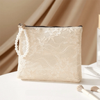 Lace Cosmetic Pouch Pearl Chain Makeup Travel Bag Organizer Cosmetic Travel Pouch Richie's Apricot-M