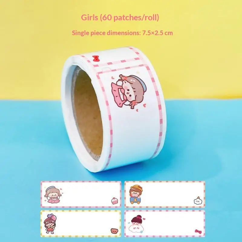 60Pcs Cartoon Name Stickers Roll – Kids DIY Self-Adhesive Labels Name Label Stickers Richie's A4