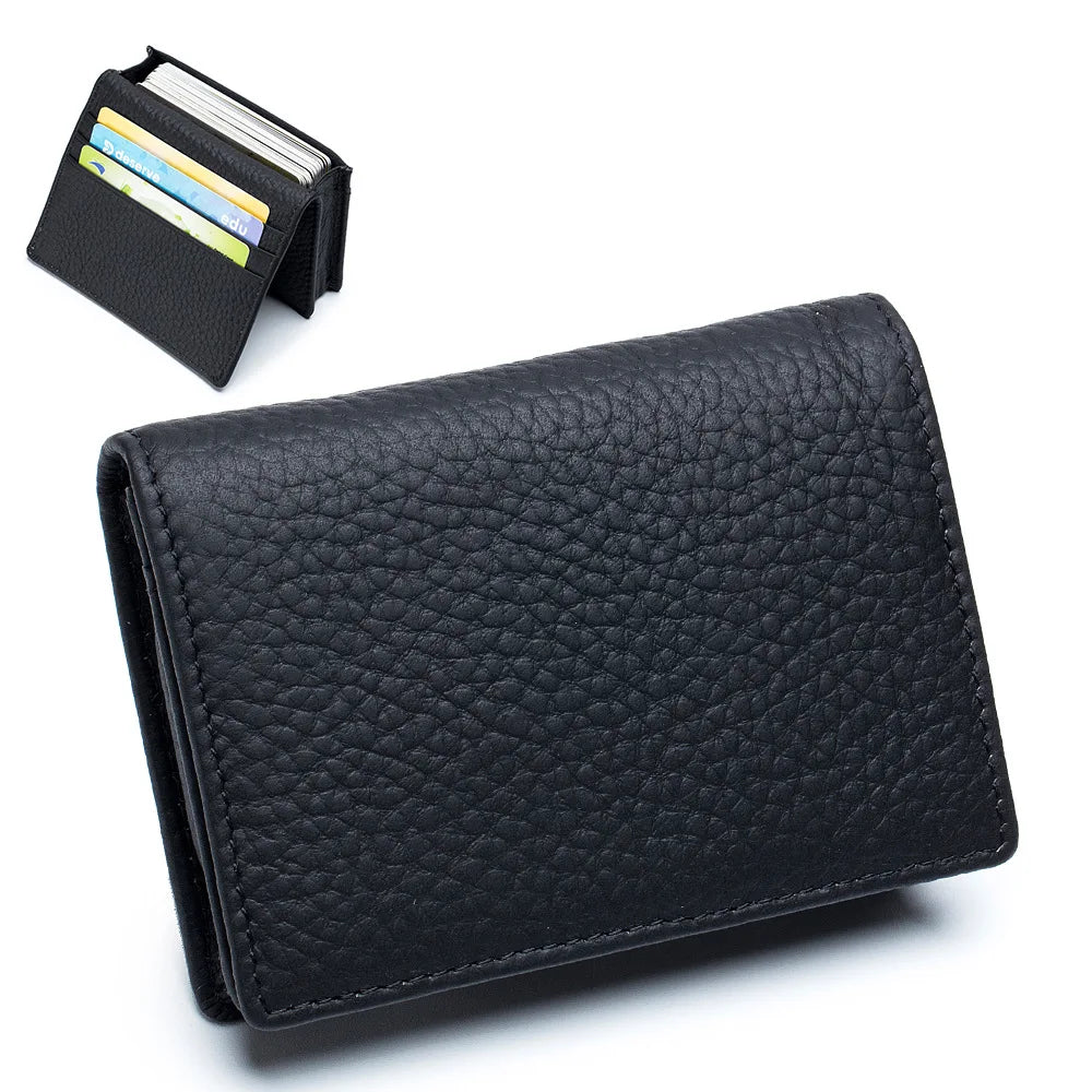 Genuine Leather Card Holder Wallet & Coin Purse – Unisex Leather Card Wallet Richie's Black