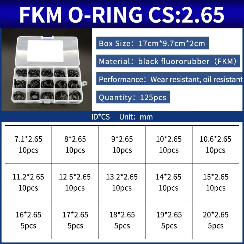 NBR Silicone FKM O-Ring Repair Kit – 1.8mm & 2.65mm Gasket Set O-Ring Repair Kit Richie's 92-FB-BW125M